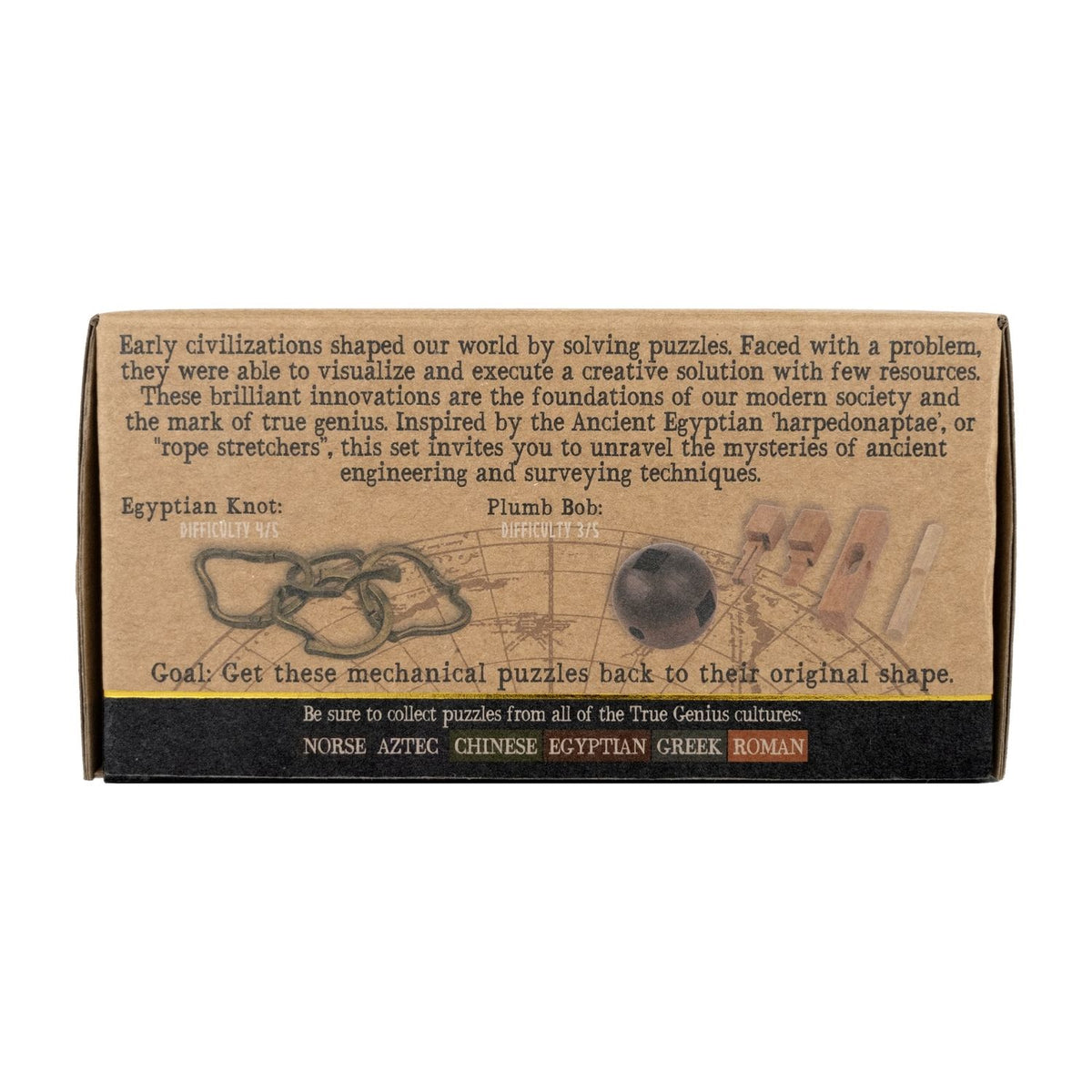 The retail box for the Ancient Engineering Puzzle Set, showing the two included puzzles, Egyptian theme, and age eight plus recommendation.