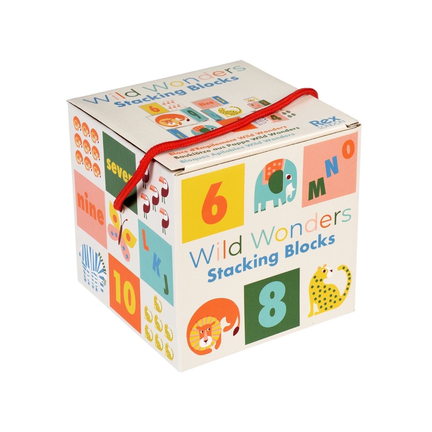 A set of ten children’s stacking blocks in a handy carry box. These nesting cardboard cubes are perfect for early learning for ages twelve months plus.