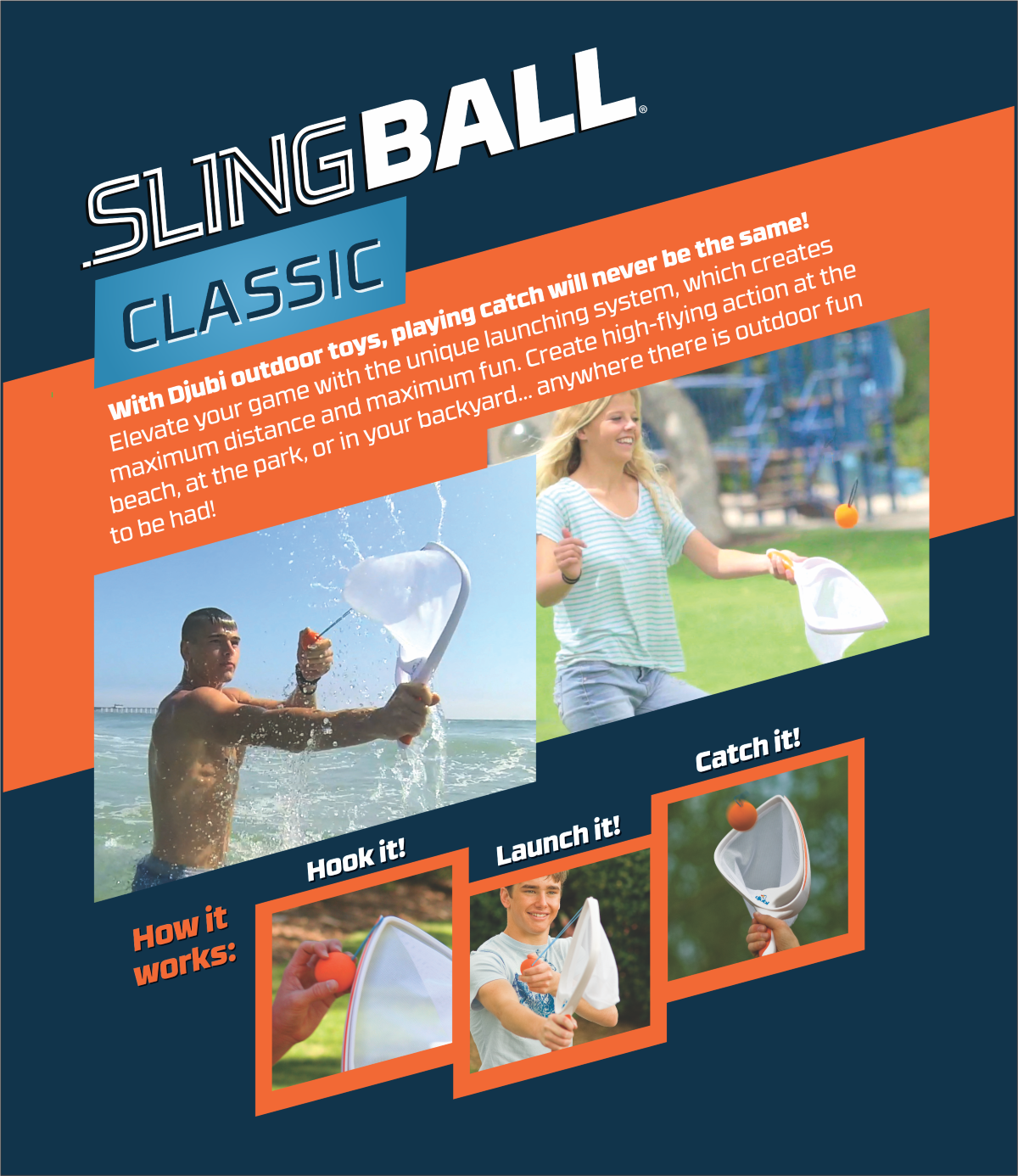 Back of packaging for Slingball classic