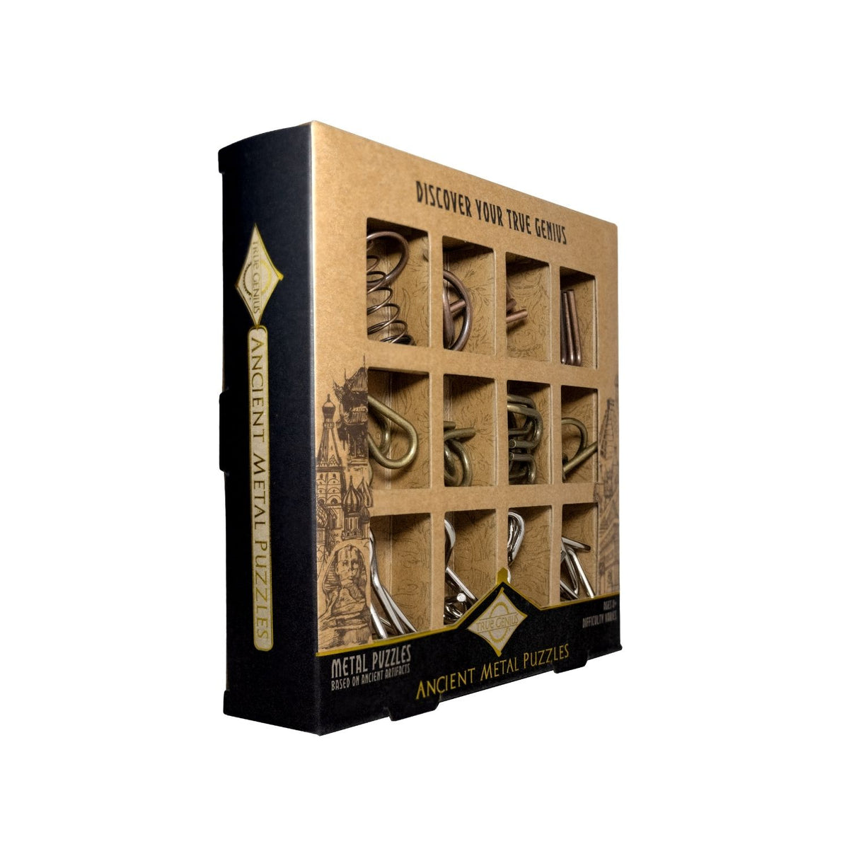 Ancient Metal 12pc brainteaser Collection side of box