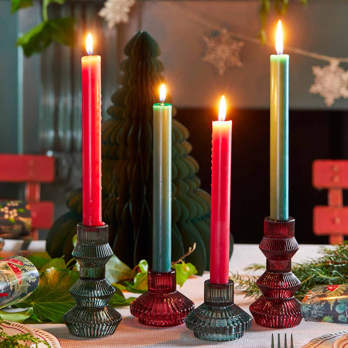 Midnight Forest Sage Glass Candle Holder - Small