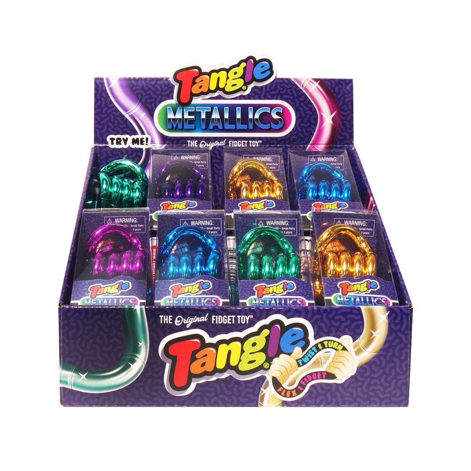 Sophistication meets sensory play. Tangle Metallic features a high-shine reflective coating that looks just as good in a boardroom as it does in a backpack. Ages 3+.