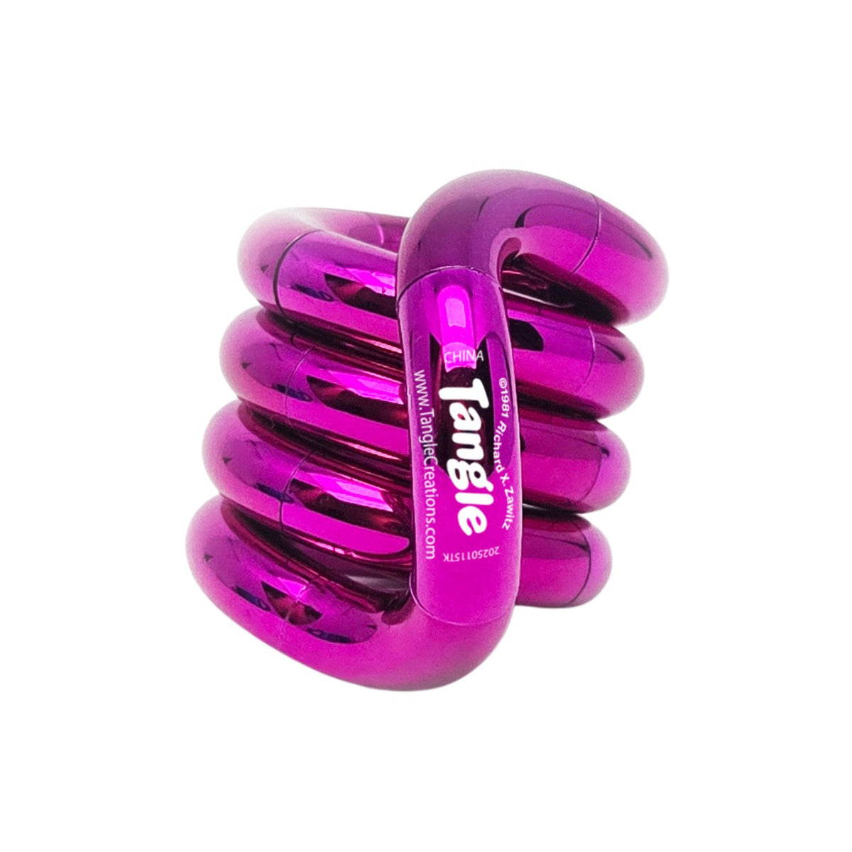A close-up of the Metallic Pink Tangle  highlighting its dual function as a stylish accessory and a study focus tool.