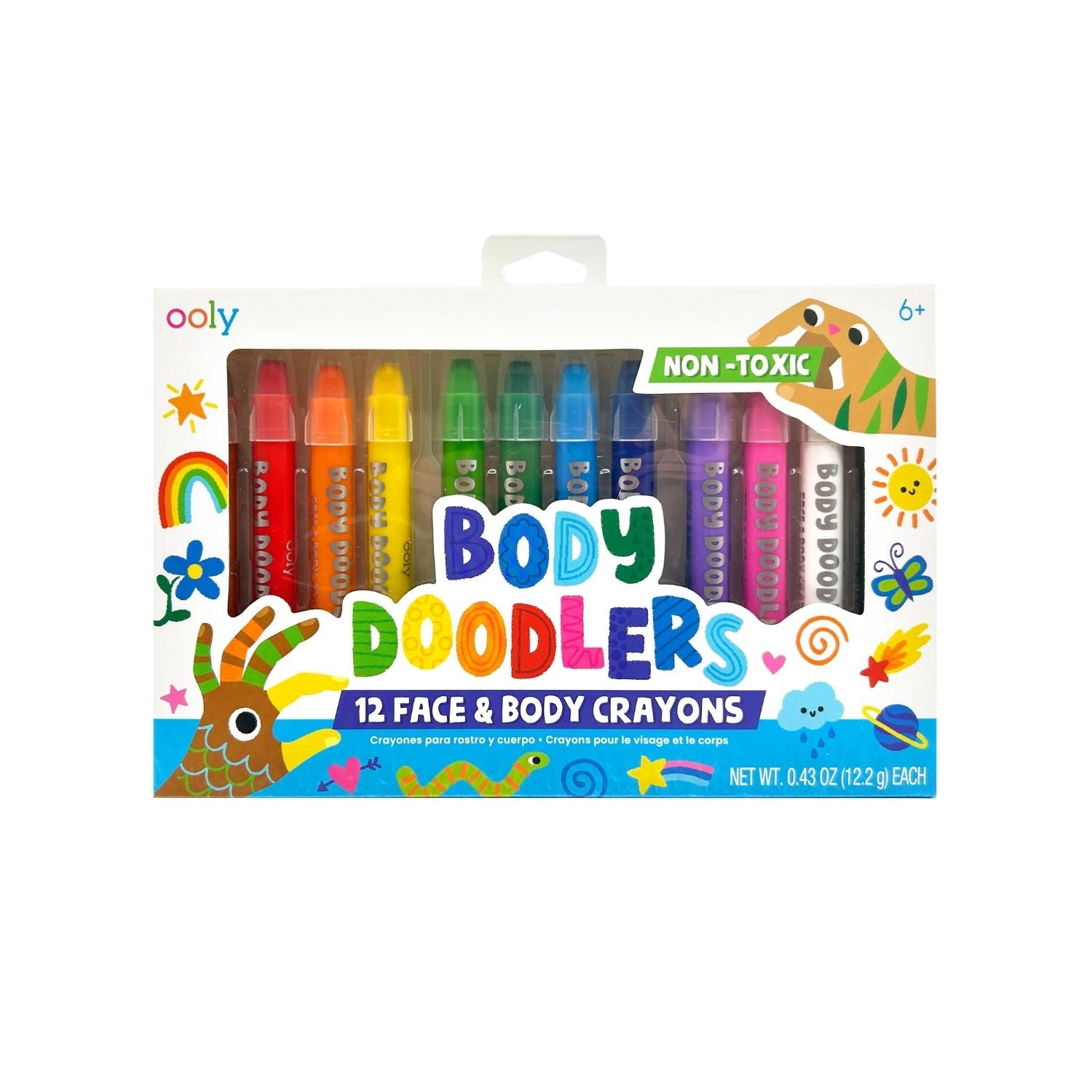 Pack of Ooly Body Doodlers face and body crayons on a white background