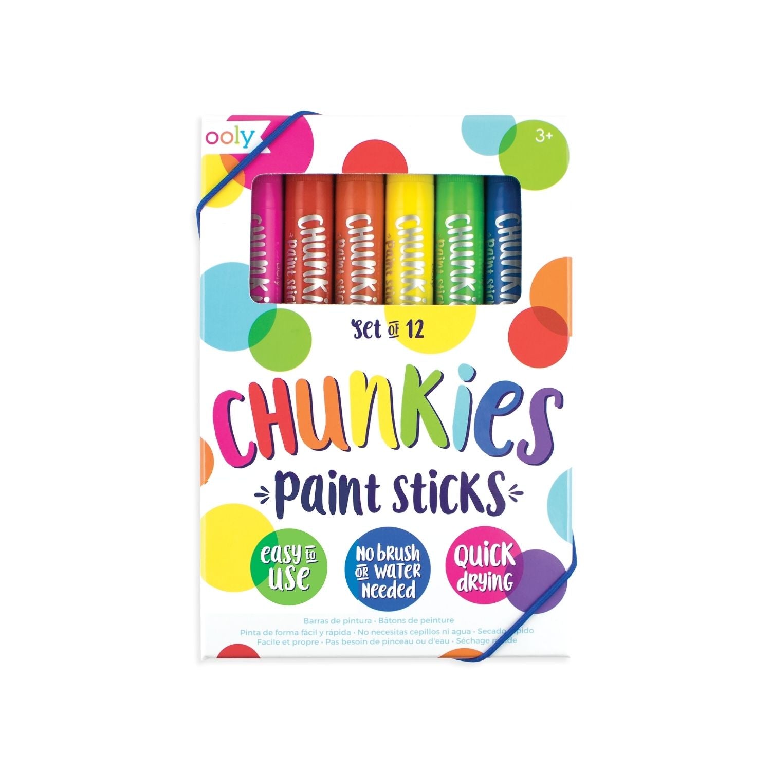 A set of 12 Chunkies Paint Sticks in various colors, packaged in a colorful box with child-friendly design.