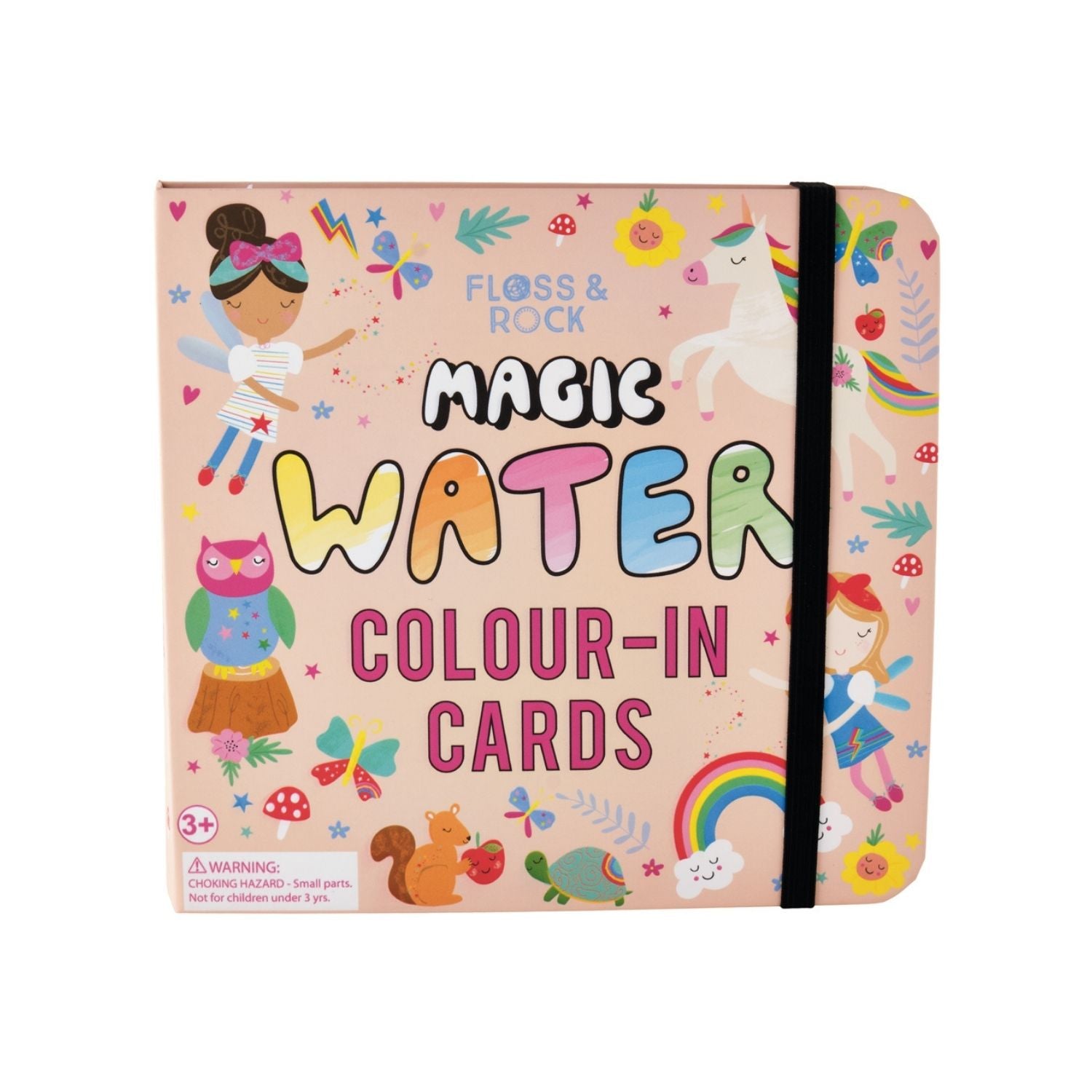 Floss & Rock Magic Water Colour-In Cards packaging with colorful illustrations on a white background