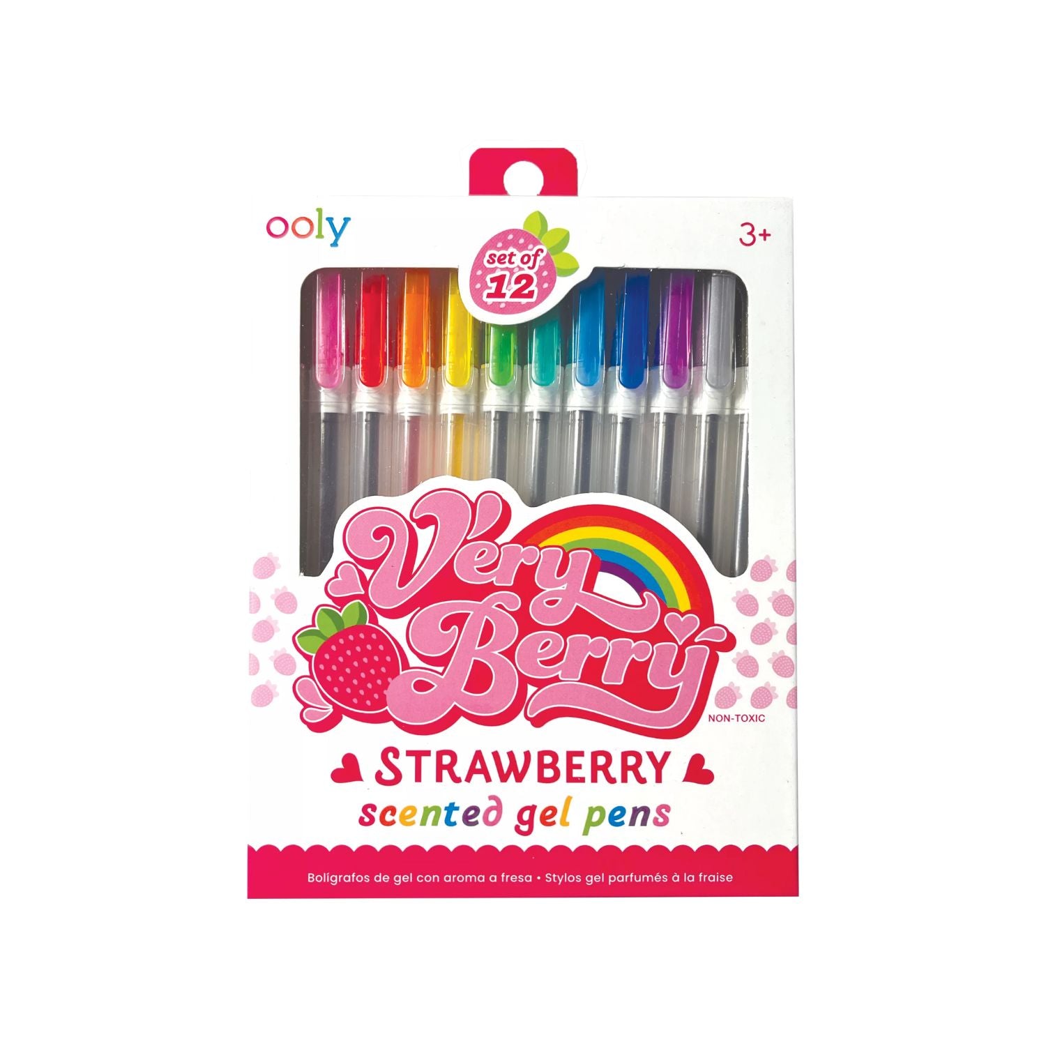 Pack of 'Very Berry Strawberry' scented gel pens by ooly on a white background