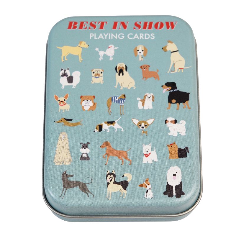 Playing Cards in A Tin with dog print on cover 