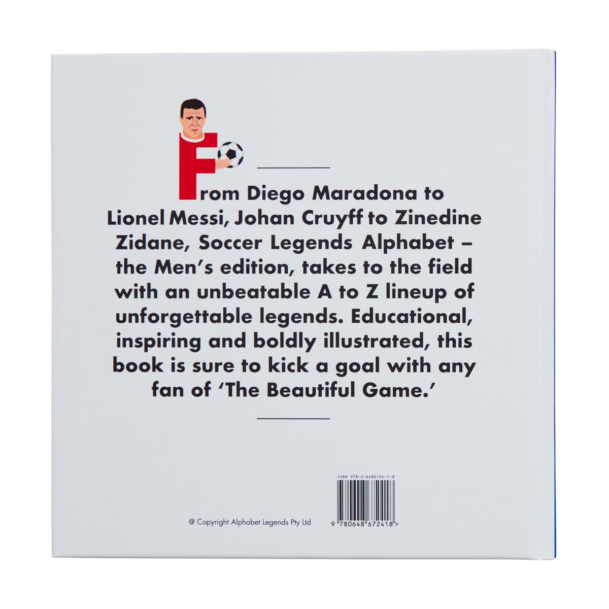Mens Soccer Legends Alphabet Book - Back Cover